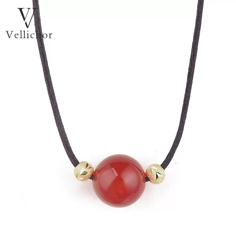 小众轻奢相思红豆红玛瑙项链女s925纯银金豆编织锁骨链一物一证