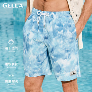 
GELLA Summer Beach Pants Men's Quick-Drying Casual Swimming Pants Shorts Four-quarter Pants Dyeed Hot Spring