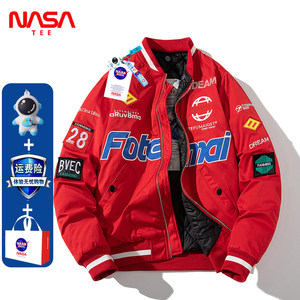 NASA joint trendy motorcycle baseball jacket, thick cotton jacket for couples in spring, autumn, and winter, loose jacket, infrared cover