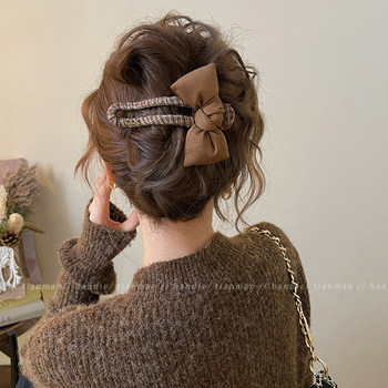 
Korean style bow plaid duckbill hair clip