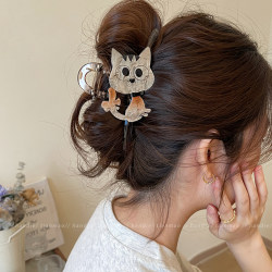 Cute and Adorable Kitten Claw Clip for Women, 2026 New Style, High-End Shark Clip Hairpin, Back of the Head Updo Hair Accessory Clip