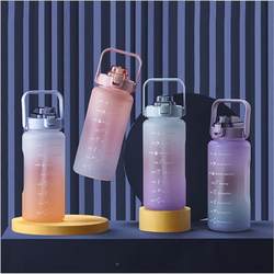 Frosted space cup handle sports cup pop-up cover plastic cup with straw outdoor gradient sports water bottle customization