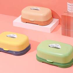 Internet celebrity color matching covered soap box drain soap box bathroom soap rack student dormitory flip-top soap box