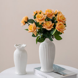 White ceramic vase high-end Nordic simple flowers can be installed in the living room dining table decoration ornament