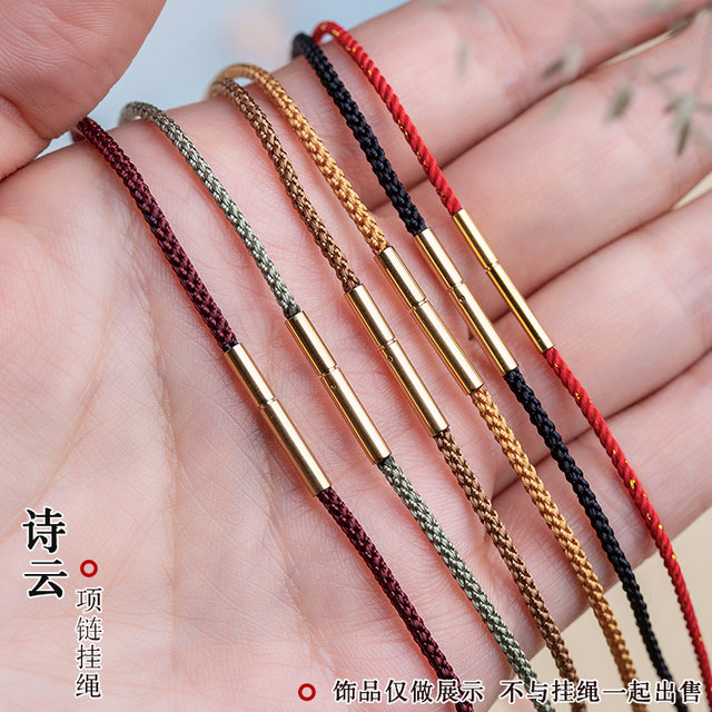 Small jade line pendant cross necklace rope gold pendant lanyard men and women 2mm short collarbone chain silver jewelry jade