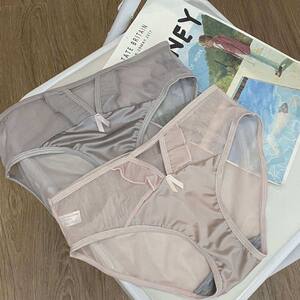
Lace pure cotton girly style women's underwear briefs with hollow design, low waist and soft bow