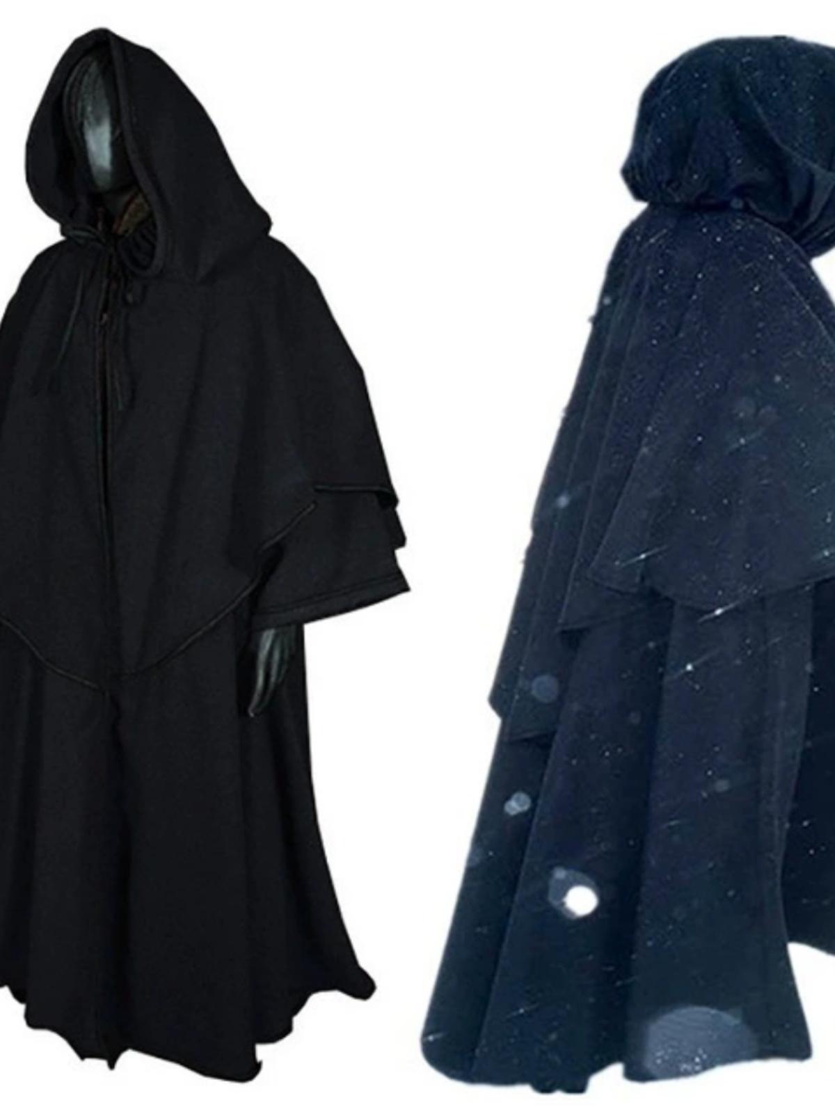 中世纪纯色连帽长袍cos传教士演出服复古欧洲吟游诗人舞台装大码