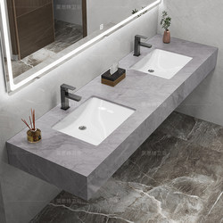 Public Restroom Double Sink Marble Three-Bowl Washbasin Bathroom Cabinet Combination Hotel Commercial Washbasin