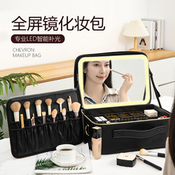 Cosmetic Bag for Women with Led Light Mirror 2025, Large Capacity Portable Makeup Storage Box with Light