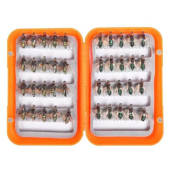 40Pcs/Box Trout Nymph Fly Fishing Lure Dry Wet Flies Nymphs-Taobao