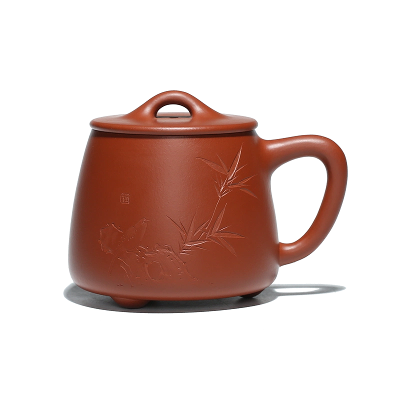 宜兴紫砂养心主人杯纯全手工刻字茶杯原矿紫泥品茗杯个人专用茶具