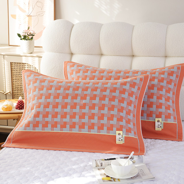 A pair of pure cotton gauze pillow covers, new high-density soft adult cover, cotton non-slip breathable household pillow cover