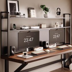 Desktop Solid Wood Storage Rack, Desk Bookshelf, Home Student Desk Storage, Computer Desk Vertical Multi-Layer Organizer