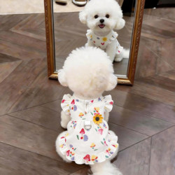 Dog Clothes, Spring and Summer Thin Models, Can Be Used for Leash Attachment, Cute Princess Dresses, Breathable and Anti-Shedding Pet Cat Dresses for Summer