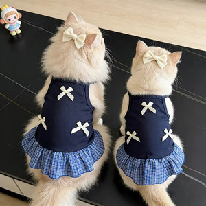 猫咪衣服夏天薄款学院风裙子防掉毛狗狗吊带宠物夏季金渐层公主裙