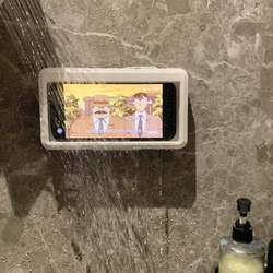 Bathroom Waterproof Lazy Phone Holder Wall-Mounted Bathroom Shower Binge-Watching Stand Bathroom Storage Box 97369