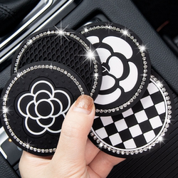 Car Water Cup Mat, Car Cup Holder Mat, Storage Mat, Car Interior Decoration, Diamond-Encrusted Creative Supplies, Universal 97648