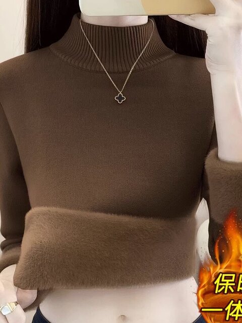 Women's Multicolor Turtleneck Sweater With Soft Cozy Fabric, Pearl Button Cuffs, Winter Warmth