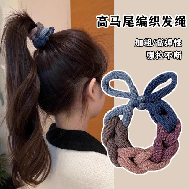 High elastic hair ring durable 2025 new high-end braided hair rope head rope for women high ponytail rubber band headdress
