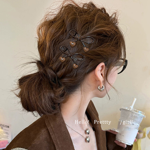 2025 New Bow Hair Clip Women's One-Line Clip Temperament Versatile Bangs Broken Hair Side Clip Hairpin Headwear Hair Accessories