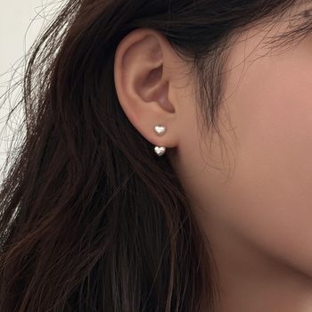 Two-piece silver love earrings
