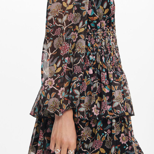 Desigual24 new autumn and winter flower print elastic waist lantern ...