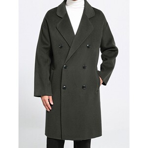 
Autumn and winter men's double-breasted loose casual windbreaker mid-length thickened coat double-sided woolen woolen coat