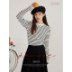 Early spring black and white striped long-sleeved bottoming top for women 2025 new spring and autumn round neck T-shirt loose bottoming shirt