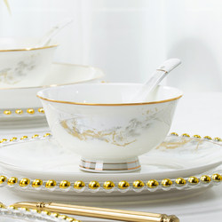 2026 New Bowl and Plate Set for Home Use, Jingdezhen High-Quality Ceramic Bone China Tableware Set, Bowls, Plates, Chopsticks, Housewarming Gift