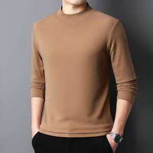 
Autumn and winter half turtleneck long-sleeved T-shirt for men in autumn thin German velvet slim fit inner double-sided German velvet bottoming shirt for men