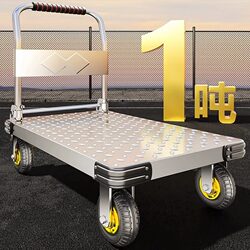 【Internet Hot Item】Steel Plate Handcart for Cargo Transport, Household Folding Trolley, Hand-Pulled Cart