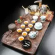 Hộ gia đình gốm Kung Fu bộ trà gỗ nguyên khối khay trà Chahai hoàn toàn tự động ấm trà bếp điện bàn trà tích hợp B bàn trà sắt sơn tĩnh điện Bàn trà điện