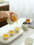 bình trà cổ Du Lịch Bộ Trà Đơn Giản Ngoài Trời Di Động Gốm Nhanh Cốc Một Nồi Bốn Ly Văn Phòng Kung Fu Ấm Trà chén uống trà Trà sứ