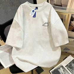 Nasa Collaboration Sleepy Cat Print Pure Cotton T-Shirt Loose Fit Versatile Short Sleeve Couple Outfit Simple Top ins