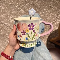 High-End Ceramic Cup, Niche Design Water Cup, Large-Capacity Coffee Cup, Mug, Gift for Girls