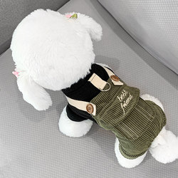 Dog Clothes Leash Pet Spring and Autumn Small Dog Four-Legged Overalls Teddy Pomeranian Bichon Small Dog Autumn and Winter Clothing