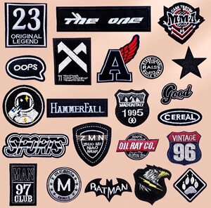 Self -adhesive Ding Ding Dicker Black Embroidery Badge Patching down jacket clothes pants T -shirt male repair and cutting holes without traces