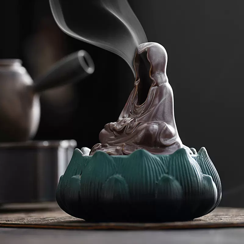 銅 細工 禅意蓮花茶道香炉 蓮花香炉 装飾品 工芸品 置物 天鶏