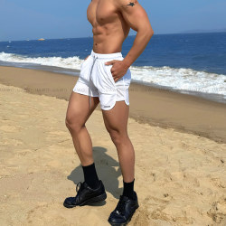 uawo summer men's side mesh three-quarter shorts