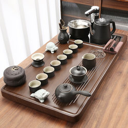 San Yuan Fully Automatic Integrated Tea Tray and Tea Table with Water Boiling and Tea Brewing, Purple Clay Kung Fu Tea Set for Home, Office, and Living Room