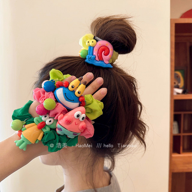 Cute high ponytail head rope 2025 new high-end large intestinal hair band rubber band women tie head high elastic bun hair rope