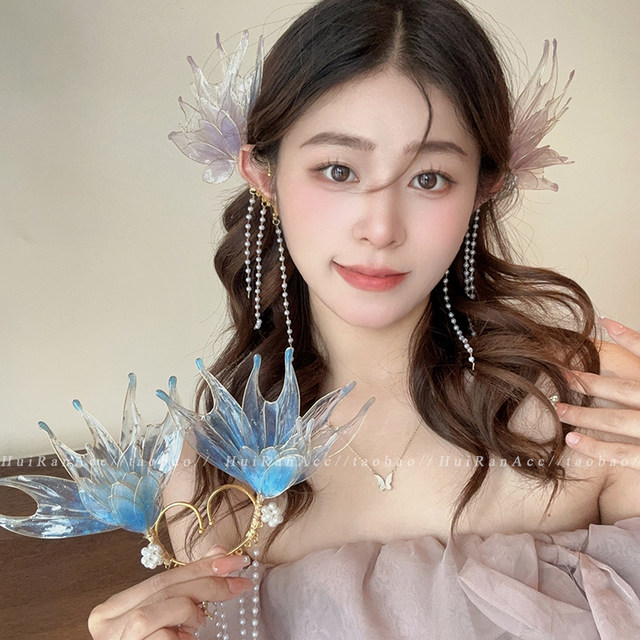 Mermaid Princess Tassel Ear Ear Hanger 2025 New High-end Aura Feeling No Ear Puncture Ear Clip National Style Fairy Elf Ear Decoration