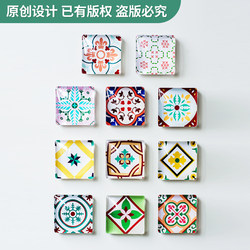 Quanzhou Vintage Tile Glass Fridge Magnet Xiamen Unique Creative Artistic Nostalgic Magnetic Iron丨Lecheng Zhili