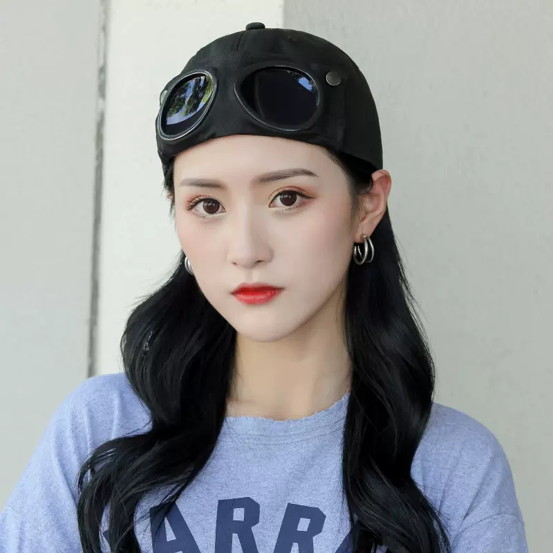 飛行員帽子女秋冬潮嘻哈帽眼鏡ins潮牌鴨舌帽冬季太陽眼鏡戶外