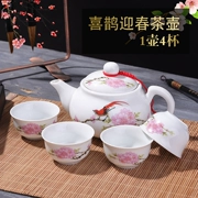Ấm trà Cảnh Đức Trấn một nồi gốm sứ màu xanh và trắng nhỏ tay cầm phụ hộ gia đình bộ trà kung fu trà tách trà nhà sản xuất bia phong cách Trung Hoa ấm trà chén trà cổ
