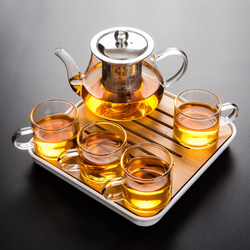 Teapot for Brewing Tea, Glass Tea Set for Home Use, Kung Fu Tea Set with Filter, Stainless Steel Flower Tea Pot, Tea Cup, Tea Brewing Pot