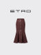 ETRO Aichuo autumn and winter new women's leather high-waist logo buttons elegant slim retro fishtail skirt