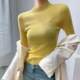 Yellow half-turtleneck wool sweater thin and slightly transparent inside to wear sweater outside 2025 super nice base shirt