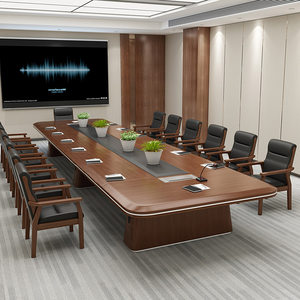 
Large painted conference table long table simple modern office solid wood table conference room negotiation reception table and chair combination