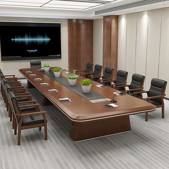 
Large painted conference table long table simple modern office solid wood table conference room negotiation reception table and chair combination